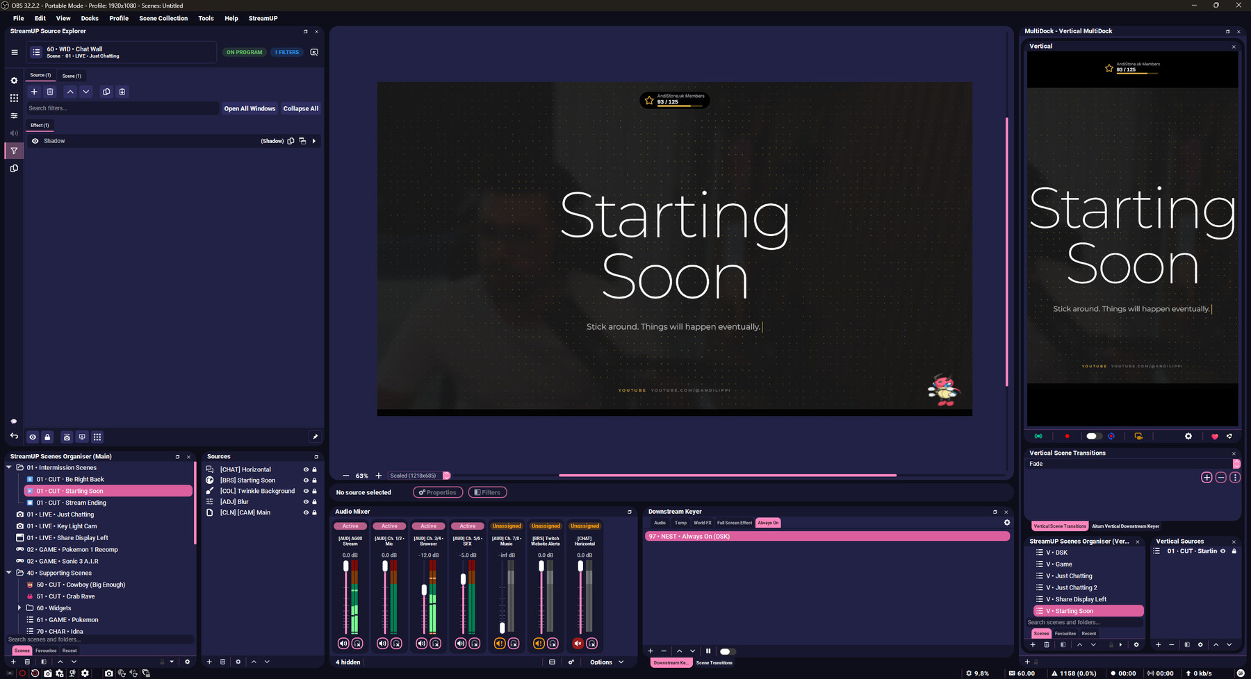 The StreamUP. Our colours, toned down enough to work in.
