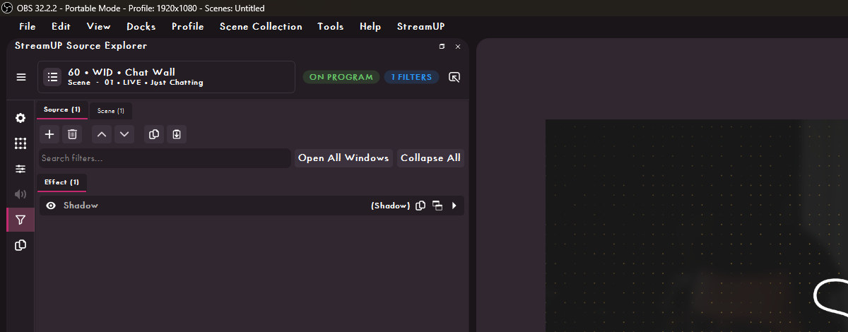 The title bar, the menus and the dock headers, all in The CodeWithTD.