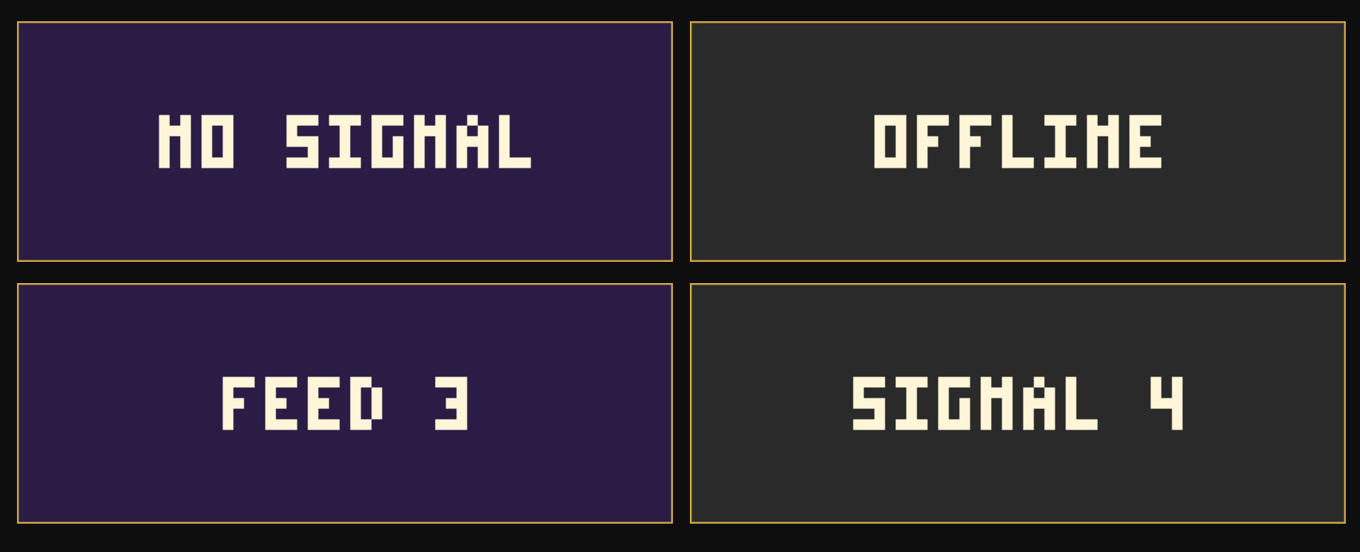 Four of the preset words, with and without a number.